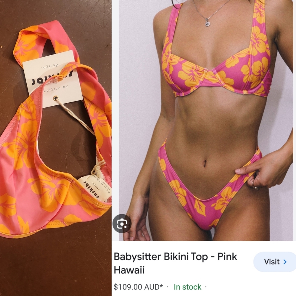 Nwt Snrklbr babysitter hibiscus bikini TOP xs